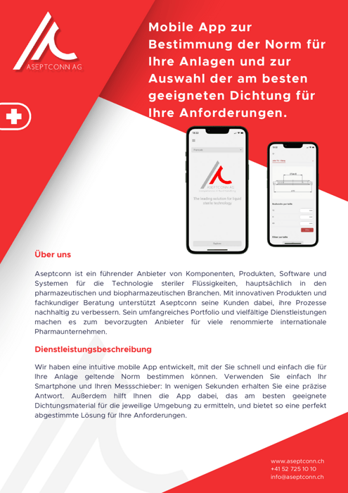 Finde die richtige Norm mit der Aseptconn mobile APP